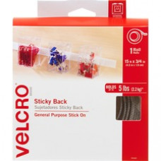 VELCRO® Brand Sticky Back Tape - 0.75" Width x 15 ft Length - 1 Roll - White
