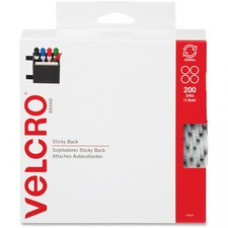 VELCRO® Brand Sticky Back Round Coin Tape - Precut, Adhesive - 200 / Box - White