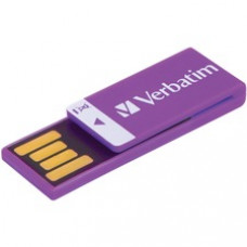 Verbatim Clip-it USB Flash Drive - 16 GB - USB 2.0 Type A - Violet - Lifetime Warranty - 1 / Each