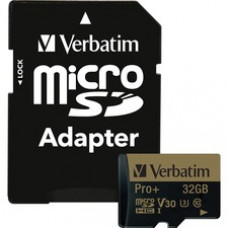 Verbatim Pro+ 32 GB microSDHC - Class 10/UHS-I (U3) - 90 MB/s Read - 80 MB/s Write