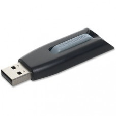 Verbatim 32GB Store 'n' Go V3 USB 3.0 Flash Drive - Gray - 32 GB USB 3.0 - Black/Gray - 1 Pack - Retractable
