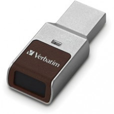 Verbatim Fingerprint Secure USB 3.0 Flash Drive - 128 GB - USB 3.0 - Silver - 256-bit AES - Lifetime Warranty - 1 Each