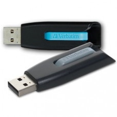 Verbatim Store 'n' Go V3 USB Drive - 128 GB - USB 3.2 (Gen 1) Type A - Blue, Gray - Lifetime Warranty - 2 Pack