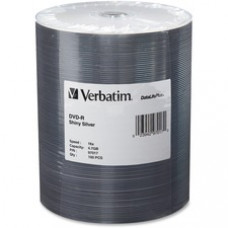 Verbatim DVD-R 4.7GB 16X DataLifePlus Shiny Silver Silk Screen Printable - 100pk Tape Wrap