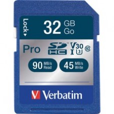 Verbatim 32GB Pro 600X SDHC Memory Card, UHS-1 U3 Class 10 - Class 10/UHS-I - 1 Card - 600x Memory Speed