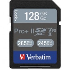 Verbatim Pro II Plus 128 GB SDXC - Class 10/UHS-II (U3) - 285 MB/s Read - 245 MB/s Write1 Pack - 1900x Memory Speed