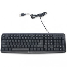 Verbatim Slimline Corded USB Keyboard - Black - Cable Connectivity - USB 2.0 Interface - Black