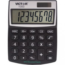 Victor 1000 Mini Desktop Calculator - Large LCD, Battery Backup, Independent Memory, Plastic Key, Dual Power - 0.71