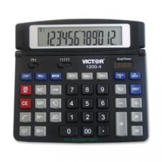 Victor 12004 Desktop Calculator - Auto Power Off, Big Display, Auto Replay, Easy-to-read Display, Dual Power - 12 Digits - LCD - Battery/Solar Powered - 0.5