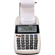 Victor 1205-4 12 Digit Portable Palm/Desktop Commercial Printing Calculator - 2 LPS - Environmentally Friendly, Large Display, Independent Memory, 3-Key Memory - Power Adapter Powered - 1.8