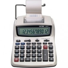 Victor 1208-2 12 Digit Compact Commercial Printing Calculator - 2.3 LPS - Extra Large Display, Clock, Date, Sign Change, Environmentally Friendly, Independent Memory, 4-Key Memory - AC Supply/Power Adapter Powered - 1.5