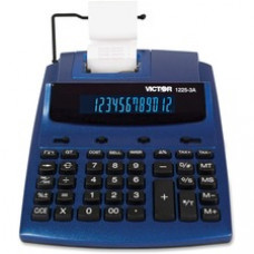 Victor 1225-3A 12 Digit Commercial Printing Calculator - Dual Color Print - 3 lps - Big Display, Clock, Date - 0.75