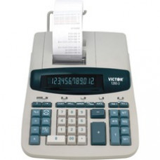 Victor 1260-3 12 Digit Heavy Duty Commercial Printing Calculator - 4.6 LPS - Clock, Date, Independent Memory, Item Count, 4-Key Memory, Extra Large Display, Sign Change - AC Supply Powered - 8