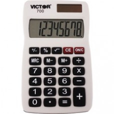 Victor 700 Pocket Calculator - 4 Functions - Large LCD, Easy-to-read Display, Rubber Keytop, Dual Power - 8 Digits - LCD - Battery/Solar Powered - 0.3