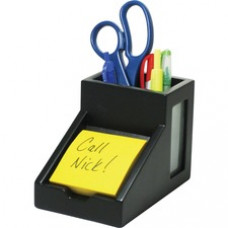 Victor 9505-5 Midnight Black Pencil Cup with Note Holder - 4.4