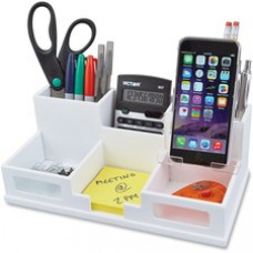 Victor W9525 Pure White Desk Organizer with Smart Phone Holder™ - 6 Compartment(s) - 3.5