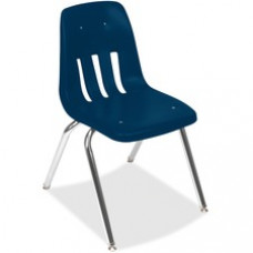 Virco 9000 Series Classroom Stacking Chairs - Steel Chrome Frame - Four-legged Base - Blue - Plastic - 18.6