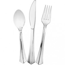 Comet Heavyweight Plastic Cutlery - 450/Carton - Flatware Set - 25 x Spoon - 25 x Fork - 25 x Knife - Plastic - Silver