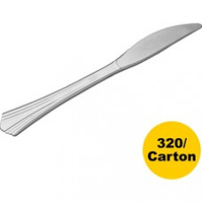 Reflections Bagged Plastic Cutlery - 320/Carton - Knife - Plastic - Silver