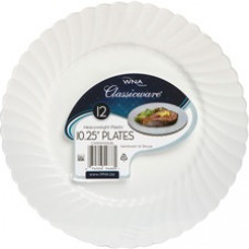 Classicware Heavyweight Plates - Picnic, Party - Disposable - White - Plastic Body - 12 / Pack