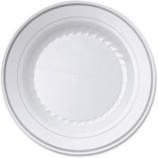 Masterpiece Heavyweight Plates - Picnic, Party - Disposable - White - Plastic Body - 12 / Carton