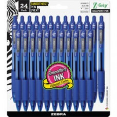 Zebra Pen Z-Grip Retractable Ballpoint Pens - Medium Pen Point - 1 mm Pen Point Size - Blue - Clear Barrel - 24 / Pack