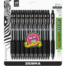 Zebra Pen Z-Grip Retractable Ballpoint Pens - Medium Pen Point - 1 mm Pen Point Size - Black - 18 / Pack