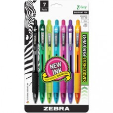 Zebra Pen Z-Grip Retractable Ballpoint Pens - Medium Pen Point - 1 mm Pen Point Size - Assorted - Assorted Barrel - 7 / Pack