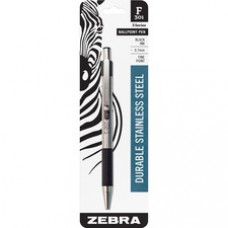 Zebra Pen F-301 Retractable Ballpoint Pen - Fine Pen Point - 0.7 mm Pen Point Size - Refillable - Black - Stainless Steel Barrel - 1 Each