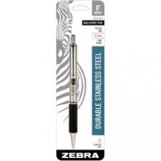 Zebra Pen F402 Retractable Ballpoint Pen - Fine Pen Point - 0.7 mm Pen Point Size - Refillable - Black - Stainless Steel Barrel - 1 Pack