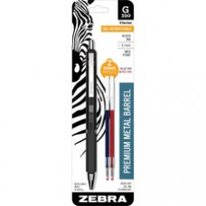Zebra Pen G-350 Gel Retractable Pen with Bonus 2 Refills - 0.7 mm Pen Point Size - Refillable - Retractable - Black Gel-based Ink - Metal Barrel - 1 Each
