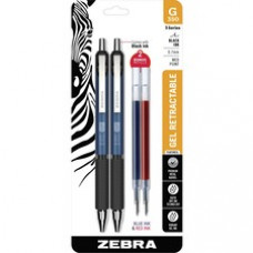 Zebra Pen G-350 Gel Retractable Pen with Bonus 2 Refills - Gel-based Ink - Metal Barrel - 2 / Pack