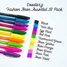 Zebra Pen Doodler'z Gel Stick Pen Set - Bold Pen Point - 1 mm Pen Point Size - Assorted Neon Gel-based, Water Based Ink - Translucent Barrel - 1 / Pack