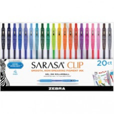 Zebra Pen Sarasa Clip Retractable Gel Ink Pens - Medium Pen Point - 0.5 mm Pen Point Size - RetractableWater Based Ink - 20 / Pack