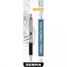 Zebra Pen G-402 Retractable Gel Ink Pen - Fine Pen Point - 0.5 mm Pen Point Size - Retractable - Black Gel-based Ink - Stainless Steel Barrel - 1 Each