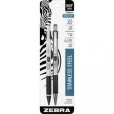 Zebra Pen M/F-301 Nonslip Grip Pen and Pencil Sets - Fine Pen Point - 0.7 mm Pen Point Size - 0.5 mm Lead Size - Refillable - Black Ink - Stainless Steel Barrel - 1 / Pack