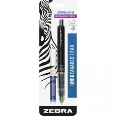 Zebra Pen DelGuard Mechanical Pencil - 2HB Lead - 0.5 mm Lead Diameter - Refillable - Black Barrel - 1 Each