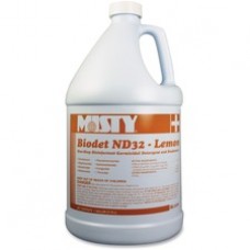 MISTY Biodet ND32 One-Step Disinfectant - Concentrate Liquid - 1 gal (128 fl oz) - Lemon Scent - 4 / Carton - Yellow