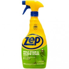 Zep No-Scrub Mildew Stain Remover with bleach - Spray - 0.25 gal (32 fl oz) - 1 Each - Blue