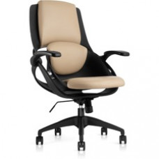 all33 BackStrong C1 Task Chair - Tan Vinyl, Vegan Leather Seat - Black Frame - 5-star Base - Black, Tan - Armrest - 1 Each