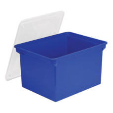 Plastic File Tote, Letter/Legal Files, 18.5" x 14.25" x 10.88", Blue/Clear