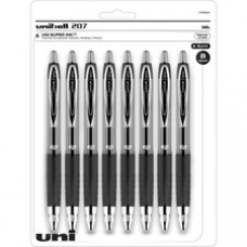 uniball™ 207 Gel Pen - Medium Pen Point - 0.7 mm Pen Point Size - Conical Pen Point Style - Refillable - Retractable - Black Gel-based Ink - Translucent Black Plastic Barrel - Tungsten Carbide Tip - 8 / Pack