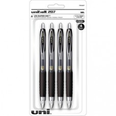 uniball™ 207 Gel Pen - Ultra Micro Pen Point - Conical Pen Point Style - Refillable - Retractable - Black Gel-based, Pigment-based Ink - Plastic Barrel - Tungsten Carbide, Stainless Steel Tip - 4 / Pack