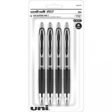 uniball™ 207 Gel Pen - Medium Pen Point - 0.7 mm Pen Point Size - Refillable - Retractable - Black Gel-based Ink - Plastic Barrel - Tungsten Carbide Tip - 4 / Pack