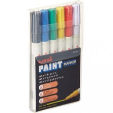 uni® uni-Paint PX-21 Oil-Based Paint Marker - Blue, White, Red, Yellow, Green, Black Oil Based Ink - 6 / Set