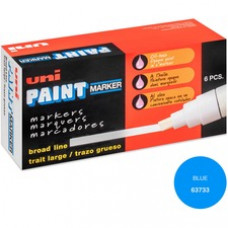 uni® uni-Paint PX-30 Oil-Based Paint Marker - Broad Marker Point - Chisel Marker Point Style - Blue Oil Based Ink - 6 / Box