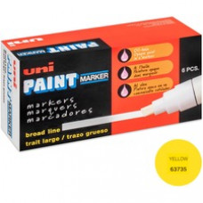 uni® uni-Paint PX-30 Oil-Based Paint Marker - Broad Marker Point - Chisel Marker Point Style - Yellow Oil Based Ink - 6 / Box