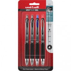 uniball™ 207 Plus+ Gel Pen - Medium Pen Point - 0.7 mm Pen Point Size - Retractable - Metallic Barrel - 4 / Pack