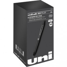 uniball™ 207 Plus+ Gel Pen - Medium Pen Point - 0.7 mm Pen Point Size - Retractable - Black Gel-based, Nanofiber Ink Ink - Black Metal Barrel - 36 / Box
