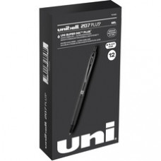 uniball™ 207 Plus+ Gel Pen - Medium Pen Point - 0.7 mm Pen Point Size - Retractable - Black Gel-based, Nanofiber Ink Ink - Black Metal Barrel - 12 / Dozen